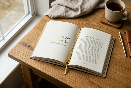 open book on desk with coffee