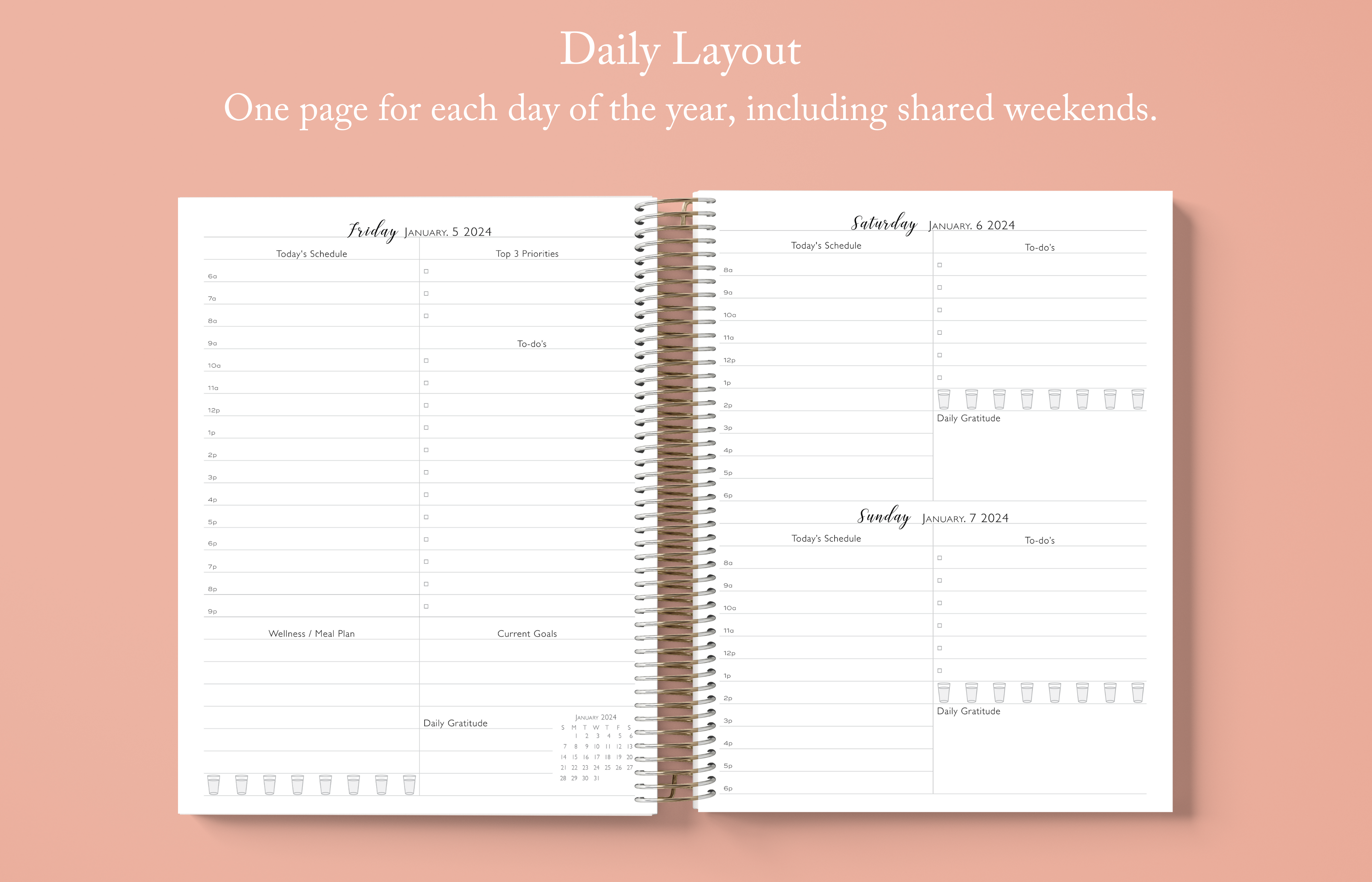 Daily Planner, Weekly Planner,  2024 daily planner, best daily planner, weekly planner, hourly daily planner, hardcover planner, undated planner, personalized planner, 